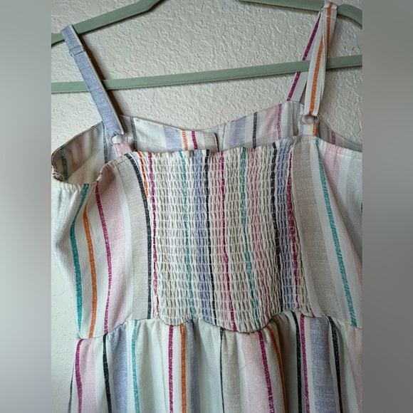 Nordstrom Spirit of Grace Dress XS Striped Smocked knee length Pockets Pastel - Picture 5 of 8